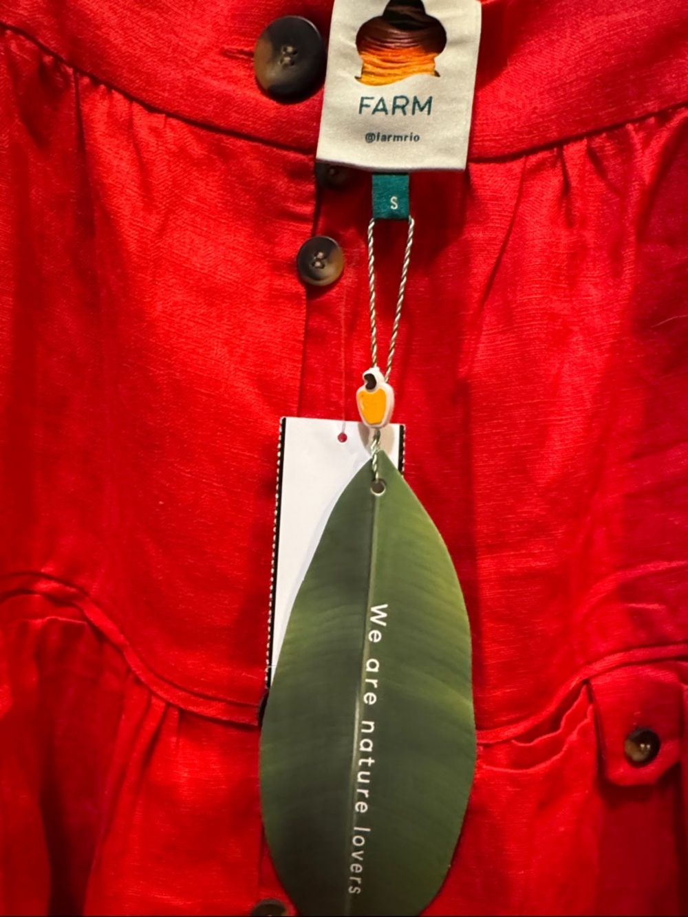 FARM Rio Vibrant Red Button-Front A-Line Skirt - Picture 2 of 4